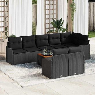 vidaXL Conjunto De Sof&aacute; De Jard&iacute;n 9 Pcs Negro Polirat&aacute;n Vidaxl