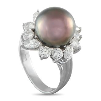Luxury Bazaar Platinum 1.80ct Diamond and Pearl Ring MF26-043026