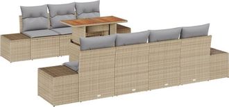vidaXL Garden Sofa Set with Storage 8 pcs Beige Poly rattan Vidaxl