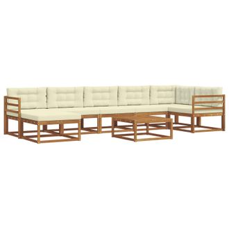 vidaXL Conjunto De Sof&aacute;s De Exterior Con Coj&iacute;n 8 Pcs Natural Y Crema Vidaxl