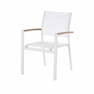 Maisons du monde Silla de exterior de aluminio blanco y textilénio