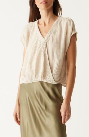 Michael Stars Evie Gauze Faux Wrap Top in Cement at Nordstrom, Size X-Small