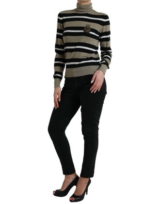 Dolce & Gabbana Womens Striped Virgin Wool Sweater Multicolor