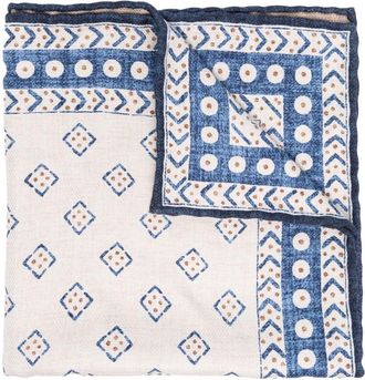 Brunello Cucinelli geometric-print pocket-square - men - Silk - One Size - Neutrals