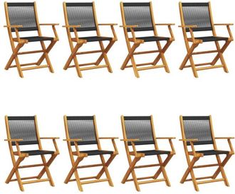 vidaXL Vidaxl - Folding Garden Chairs 8 pcs Black Solid Wood Acacia