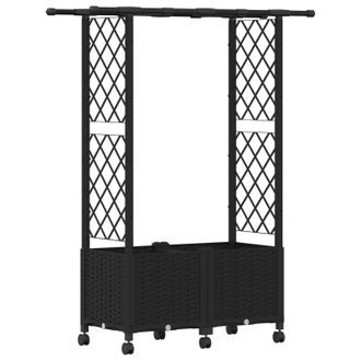 vidaXL Cama Elevada Con Trellis Y Techo Negro 124,5 X 40 X 142 Cm Pp Vidaxl