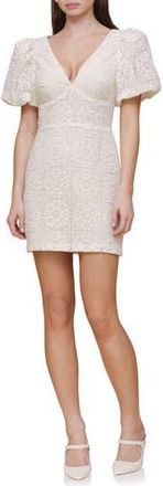 Avec Les Filles Puff Sleeve Lace Overlay Minidress in Natural at Nordstrom Rack, Size 10