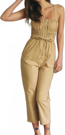 Mustard Seed Ruched Jumpsuit In Beige