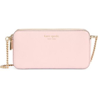 Kate Spade New York taylor pebbled leather double zip crossbody bag in Chalk Pink at Nordstrom Rack