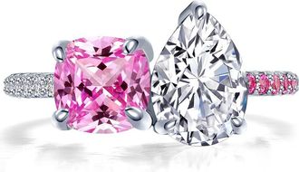 Lafonn Toi Et Moi Simulated Diamond & Lab-Grown Pink Sapphire Ring at Nordstrom, Size 7