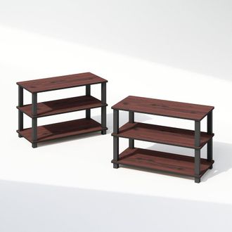 Furinno Turn-S-Tube 3-Tier Multipurpose Standing Shelves, Dark Cherry/Black, Set of 2