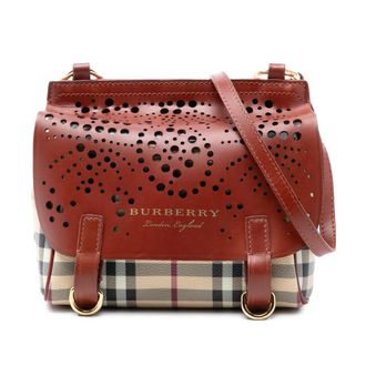 Burberry Pre-owned Burberry Baby Haymarket Check Coated Canvas and Perforated Leather Bridle Crossbody Ladies WNETNEMMHZAYHSPC