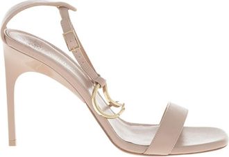 Off-white Pink Leather Ankle Strap Heels