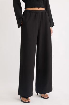 Solid & Striped Abigail High Waist Wide Leg Pants in Noir at Nordstrom, Size X-Small