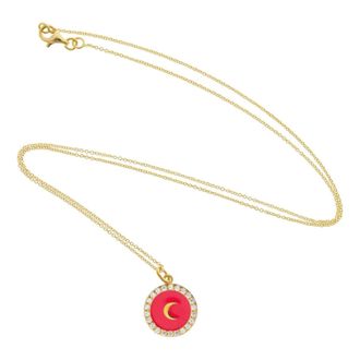 Eye M By Ileana Makri Womens Moon Crystal Necklace In Pink