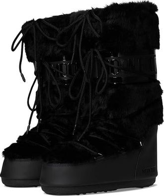 Moon Boot Icon Faux Fur Womens Cold Weather Boots Black : 42/44 (US Womens 10-11.5) B - Medium, Synthetic