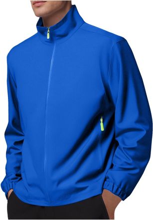 Generic Mens Fashion Outdoor Jacket Solid Long Sleeve Summer Casual Hiking Walking Sport Running Coat with Zipper Pockets mens black hoodie jackets waterproof