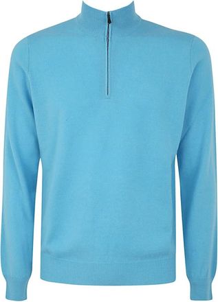 FILIPPO DE LAURENTIIS Half Zipped Sweater - Heren - Coltruien - Blauw - XL - Wol - Truien & Vesten