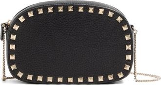 Valentino Garavani Kleine Rockstud Crossbody Tas van Gekorreld Kalfsleer - Dames - Schoudertassen - Zwart - ONE Size - Leer - Tassen