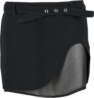 The Attico Black Asymmetrical Zip Mini Skirt