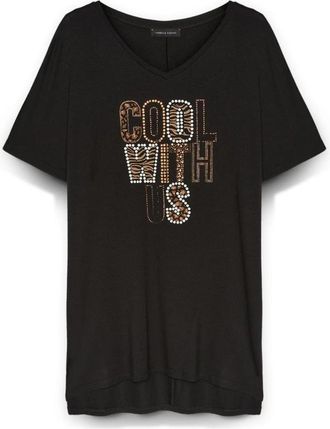 Fiorella Rubino Maxi T-shirt met opschrift - Dames - T-shirts - Zwart - XS - Tops