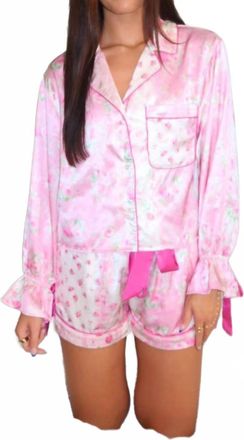 Peach Love California Floral Pajama Set In Pink