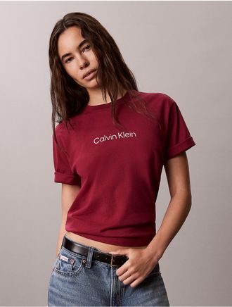 Calvin Klein Jeans Calvin Klein Womens Metallic Logo Boxy Tee - Red - XL