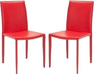 Safavieh Set de 2 sillas de comedor en hierro/madera contrachapada, rojo
