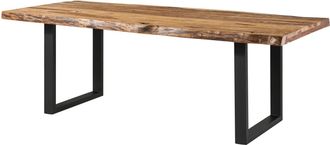 Massivmoebel24 Freeform 5 Tavolo Da Pranzo In Legno Di Sheesham - Sabbiato Natur / Gambe In Ferro U Antracite Matt 260x100
