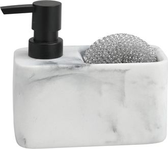 Andrea House Seifenspender-Set Lucy inkl. Schwamm mit weissem Marmoroptik