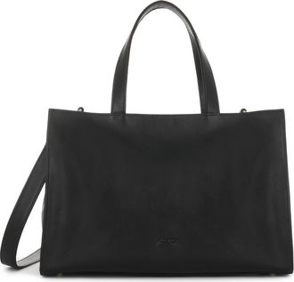 Kazar Zwarte klassieke handtas met twee handvatten - Dames - Shoppers - Zwart - ONE Size - Leer - Tassen