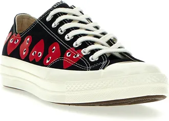 Comme Des Gar&ccedil;ons Heart-Print Canvas Sneaker - Black