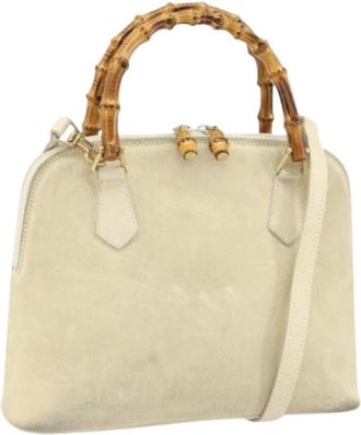 Gucci Pre-owned Suede Handtas - Dames - Vintage Handtas - Beige - ONE Size - Leer - Vintage