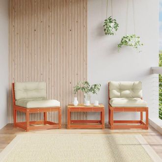 vidaXL Sof&aacute;s Jard&iacute;n Con Cojines 2 Uds Madera Maciza Pino Marr&oacute;n Cera Vidaxl