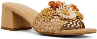 Anne Klein Dia Straw Flower Slide Sandal in Raffia Multicolor at Nordstrom, Size 5.5