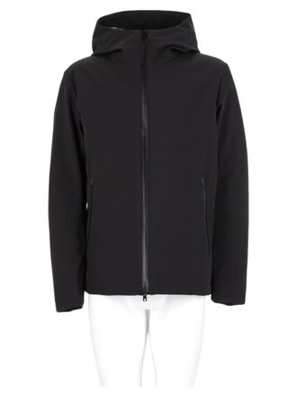 Woolrich Black Minimalist Hooded Wool-Blend Bomber Jacket