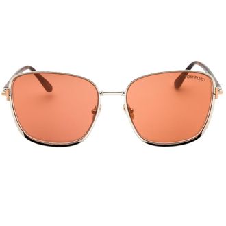 Tom Ford Womens Shiny Dark Ruthenium Frame Brown Mirror Lensed Sunglasses - Light Grey Metal - One Size