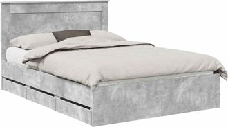 vidaXL Estructura De Cama Gris Concreto 150 X 200 Cm Madera Ingenieril Vidaxl