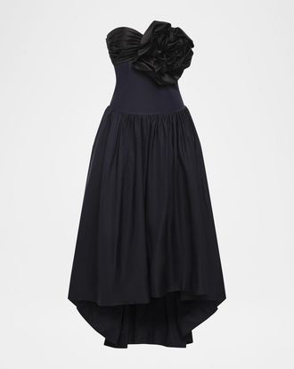 Bcbgmaxazria Strapless Floral Appliqu&eacute; High-Low Gown