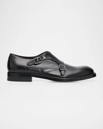 Ferragamo Men & apos;s Leather Double Monk-Strap Shoes