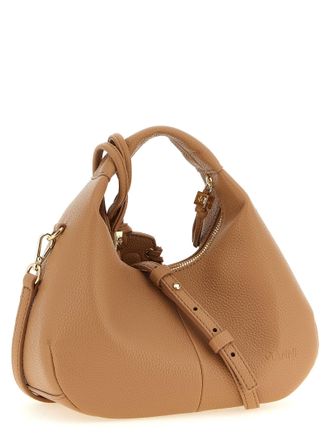Ganni Hammered Faux Leather Hobo Bag - Tan