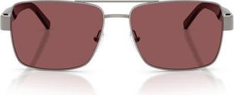 Ferrari 59mm Rectangular Sunglasses in Shiny Gunmetal /Ferrari at Nordstrom
