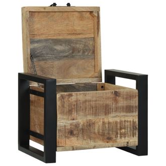 Berkfield Home Storage Chests 40x30x30cm Solid Mango Wood & Metal in Brown | Size: 40 x 30 x 30 cm