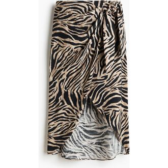 H&M Wrap Skirt in Beige/zebra Print at Nordstrom, Size Xx-Small