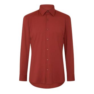 HUGO BOSS Heren P-Hank Oxford-overhemd met Kent-kraag en lange mouwen (Bruin)