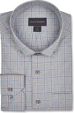 Scott Barber Mens Organic Cotton Check Shirt In Blue