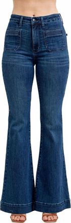 Judy Blue High Waist Flare Jeans With Vintage Pocket In Blue
