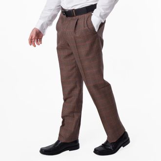 Bally Plaid Tailored Straight-Leg Wool Trousers, Brand Size 50 ( Waist Size 34 )
