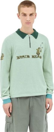 Brain Dead Lex Half-Zip Sweatshirt - Heren - Sweatshirts - Groen - S - Wol - Hoodies & sweatvesten