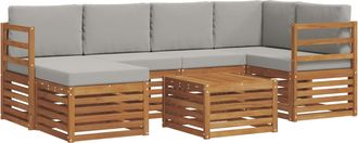 vidaXL Conjunto De Sof&aacute;s De Exterior 7 Uds. Gris Natural Y Claro Vidaxl